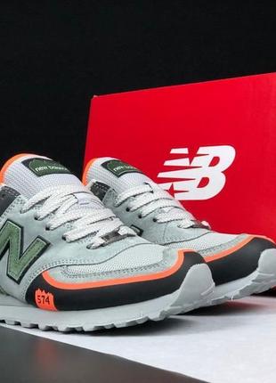 Мужские кроссовки new balance 574 серые с оранжевым2 фото