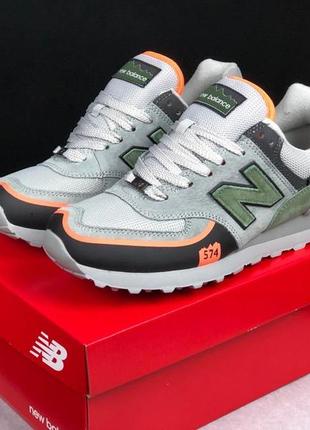 Мужские кроссовки new balance 574 серые с оранжевым4 фото