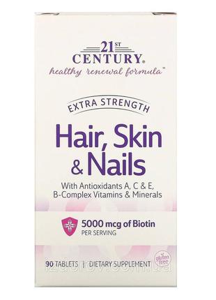 Комплекс вітамінів для волосся шкіри нігтів hair skin nails 21st century 90 таблеток1 фото