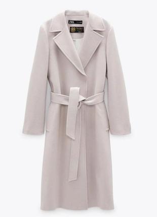 Zara s молочне біле сіре вовняне  бежеве пальто вовна  шерсть manteco