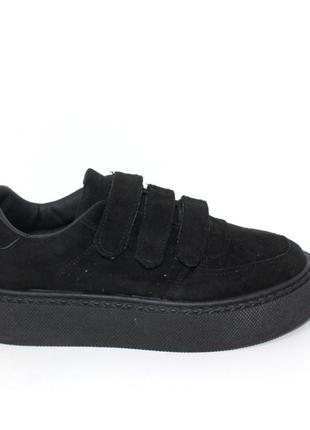 Жіночі комфортні замшеві кросівки на трьох липучках (22038)