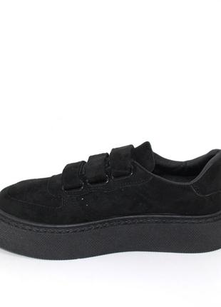 Жіночі комфортні замшеві кросівки на трьох липучках (22038)