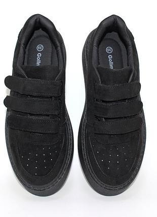 Жіночі комфортні замшеві кросівки на трьох липучках (22038)