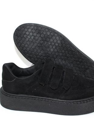 Жіночі комфортні замшеві кросівки на трьох липучках (22038)