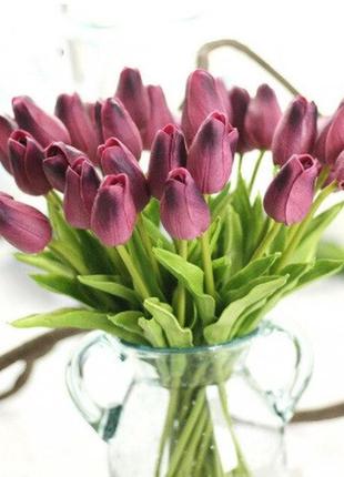 Искусственные тюльпаны 5 штук 34 см розово-фиолетовый