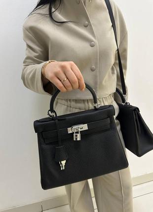 Жіноча сумка ермес келлі чорна 32 hermes kelly