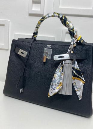 Женская сумка эрмес келли чорная 32 hermes kelly4 фото