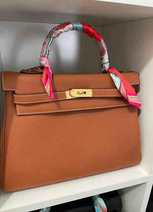 Женская сумка эрмес келли рыж 32 hermes rojo kelly