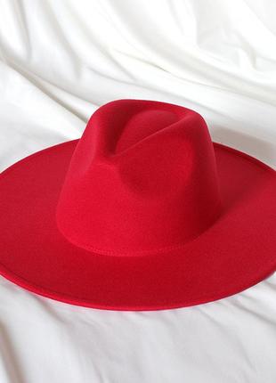 Шляпа федора унисекс с широкими полями 9,5 см original красная
