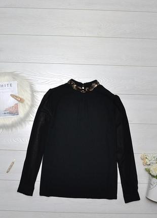 Чудова чорна блуза з красивим оздобленням m&s collection.