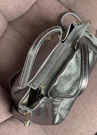 Шкіряна срібляста невеличка сумка bonella, італія, кольори в асортименті6 фото