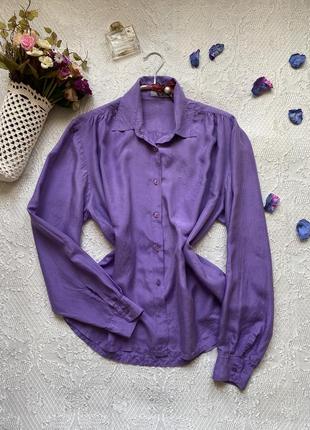 Шелковая блузка-рубашка сиреневого цвета, размер s-m