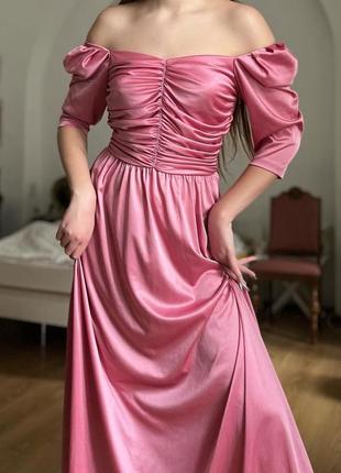 Платье платье винтаж старинное розовое открытые плечи драпировка сказочная фотосессия макси1 фото