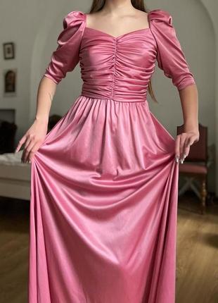 Платье платье винтаж старинное розовое открытые плечи драпировка сказочная фотосессия макси8 фото