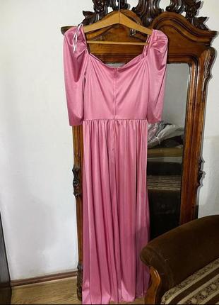 Сукня плаття вінтаж старовинне рожева відкриті плечі драпіровка казкова фотосесія максі5 фото