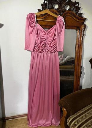 Сукня плаття вінтаж старовинне рожева відкриті плечі драпіровка казкова фотосесія максі7 фото