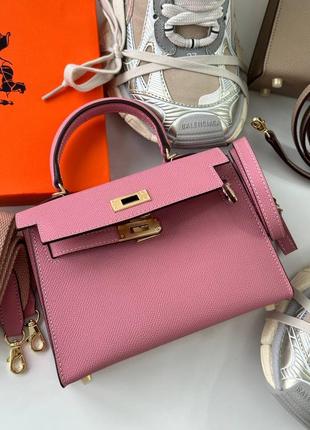 Жіноча сумка ермес міні келлі рожева hermes kelly