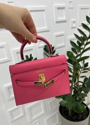 Жіноча сумка ермес міні келлі рожева hermes kelly1 фото