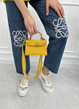 Женская сумка эрмес мини келли желтая hermes kelly2 фото