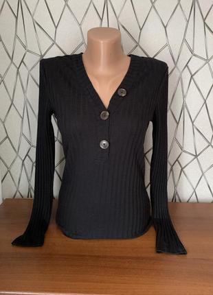 Кофта свитер в рубчик черного цвета размер xs s new look
