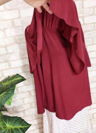 Фирменная boohoo стильная блуза с воланом в темно цвете марсала\марсала, размер 2-3хл8 фото