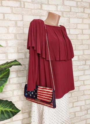 Фирменная boohoo стильная блуза с воланом в темно цвете марсала\марсала, размер 2-3хл3 фото