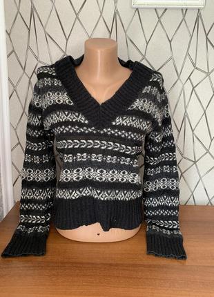 Укороченная теплая кофта свитер размер s шерсть1 фото