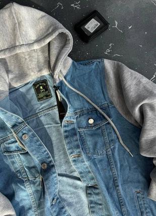 Мужская джинсовка в разных цветах весенняя качественная, стильная джинсовка с капюшоном3 фото