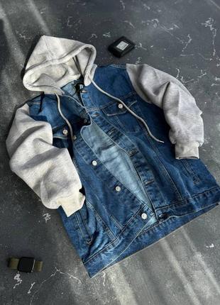 Чоловіча джинсівка в різних кольорах весняна якісна, стильна джинсовка з капюшоном