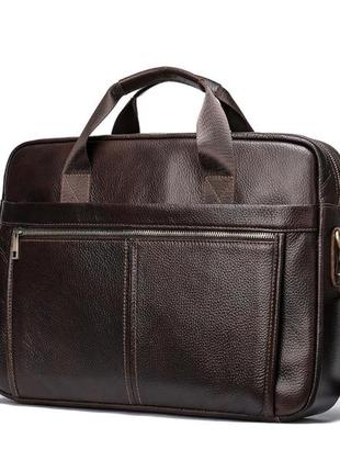 Чоловічий портфель із натуральної шкіри шкіряний портфель чоловічий сумка-портфель чоловічий для ноутбука коричневий9 фото