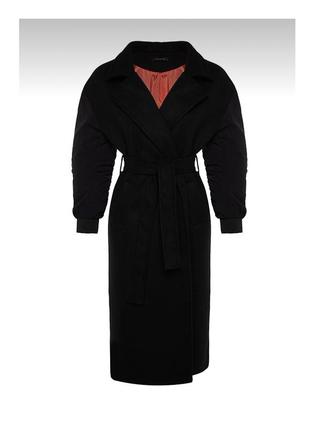 Женское пальто со стеганными рукавами6 фото