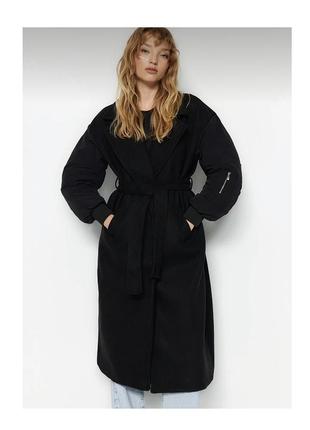 Женское пальто со стеганными рукавами2 фото