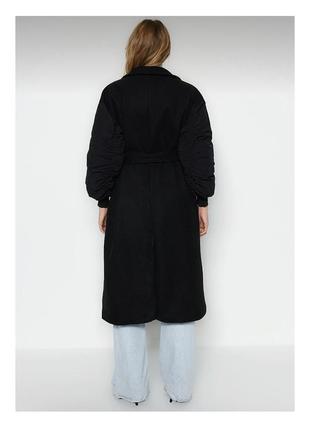 Женское пальто со стеганными рукавами5 фото