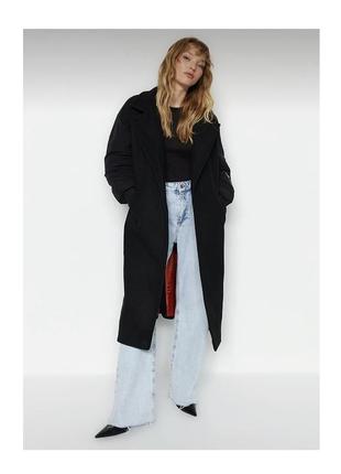 Женское пальто со стеганными рукавами3 фото