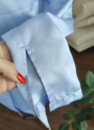 Голубое сатиновое платье халат4 фото