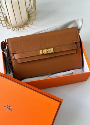 Жіночий гаманець ермес келлі коричневий hermes kelly