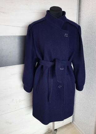 Шикарное шерстяное пальто balard размер 44 темно синее3 фото