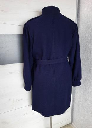 Шикарное шерстяное пальто balard размер 44 темно синее9 фото