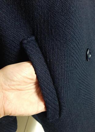 Шикарное шерстяное пальто balard размер 44 темно синее6 фото