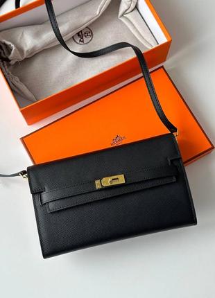 Женский клатч эрмес келли черный hermes