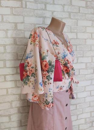 Фирменная primark нарядная блуза на запах в цветочный принт, размер 3хл3 фото