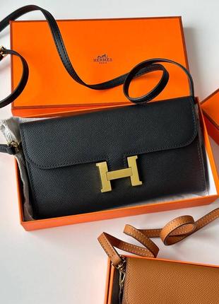 Женский клатч эрмес константа черный hermes
