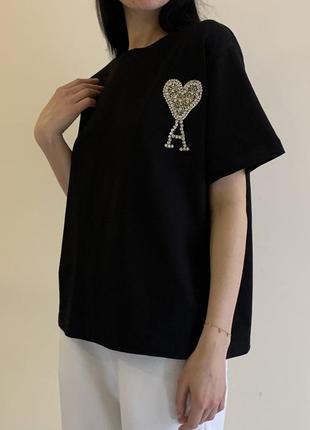Жіноча футболка вільного крою з бісером2 фото
