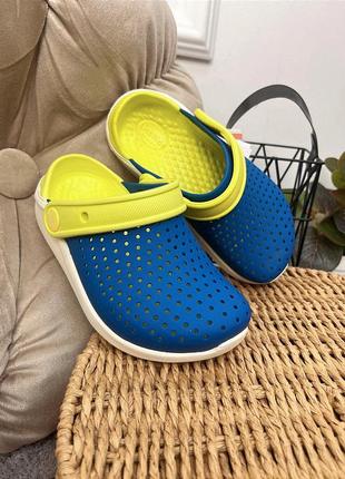 Дитячі крокси сабо crocs kids' literide clog bright cobalt / citrus для хлопчиків і дівчаток блакитні