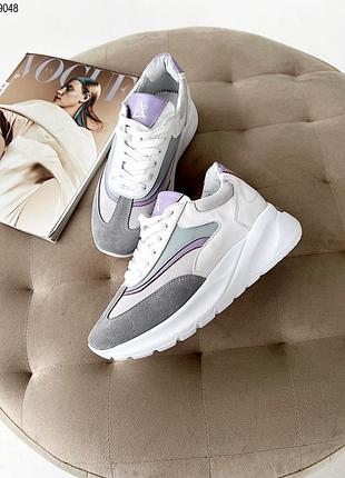 Замшевые +кожаные женские кроссовки