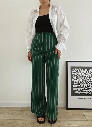 Брюки в полоску от h&amp;m прямые брюки wide leg