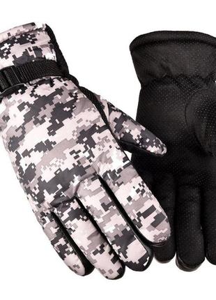 Перчатки тактические зимние l белый пиксель с флисовой подкладкой