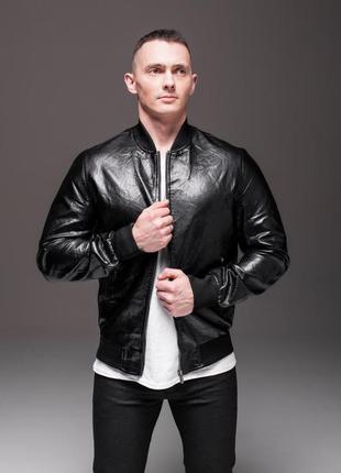 Куртка бомбер шкіряний
