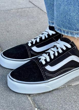 Жіночі / чоловічі кеди унісекс ванс чорно білі vans old skool black8 фото