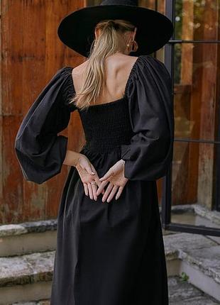 Новое черное платье миди